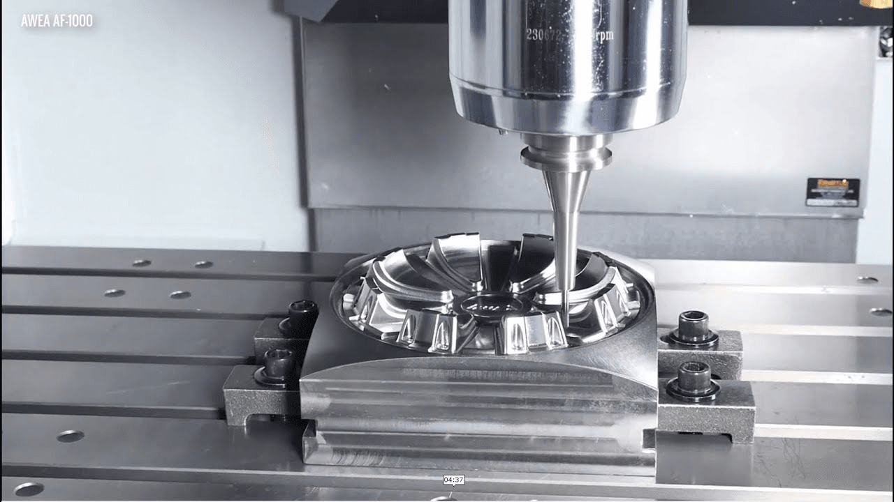 CNC machine manufacturing metal part
